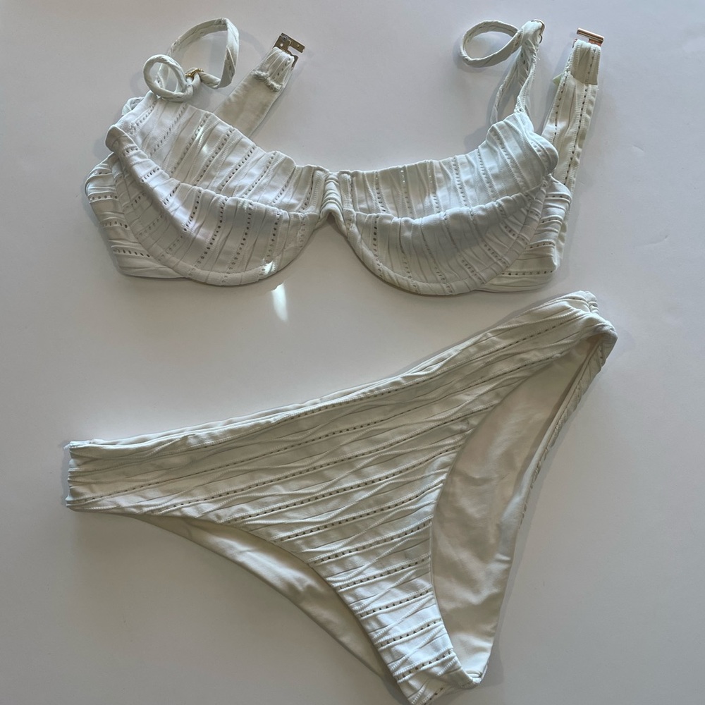 Poema off white bikini swim suit